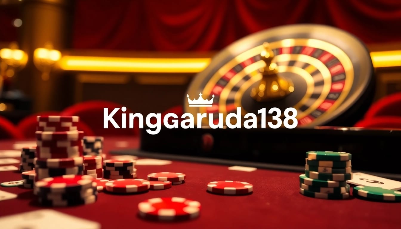 Experience the thrill of kinggaruda138 with poker chips and roulette wheel in a luxurious casino.