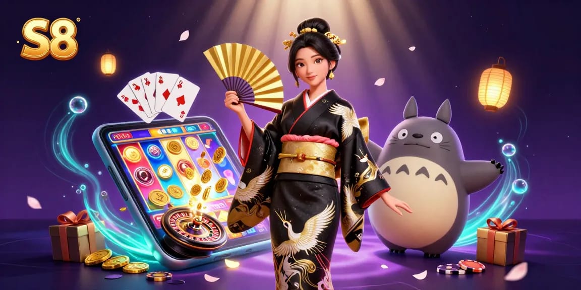S8 offers exciting slot game action with vibrant visuals and dynamic rewards in an engaging casino illustration.