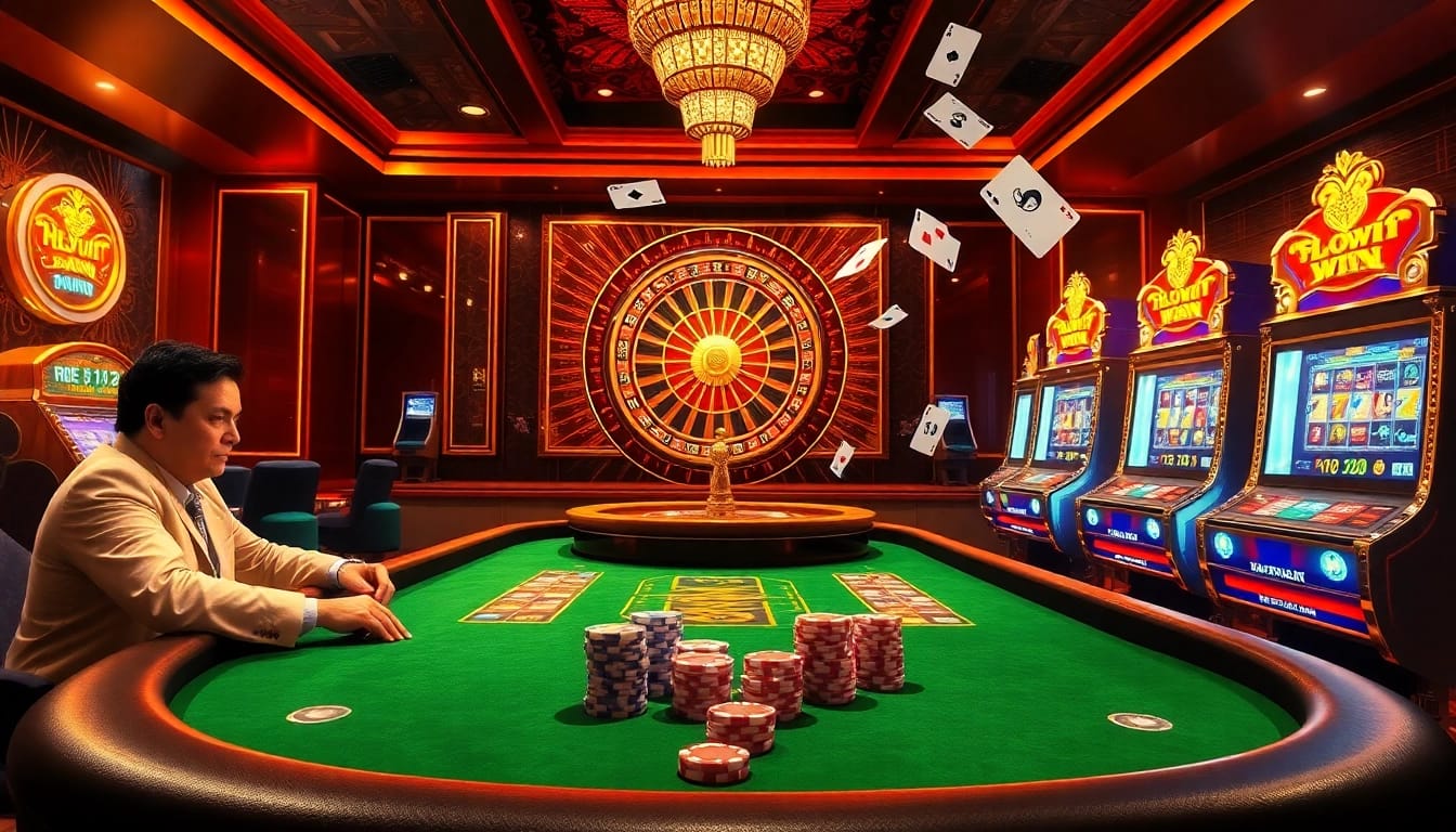 Players engage at KP88 poker table surrounded by vibrant casino atmosphere.
