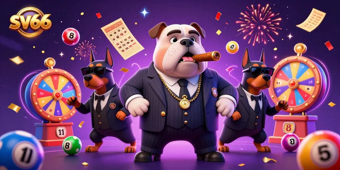 Experience thrilling gaming excitement with sv66's vibrant lottery scene featuring our iconic cartoon mafia boss.