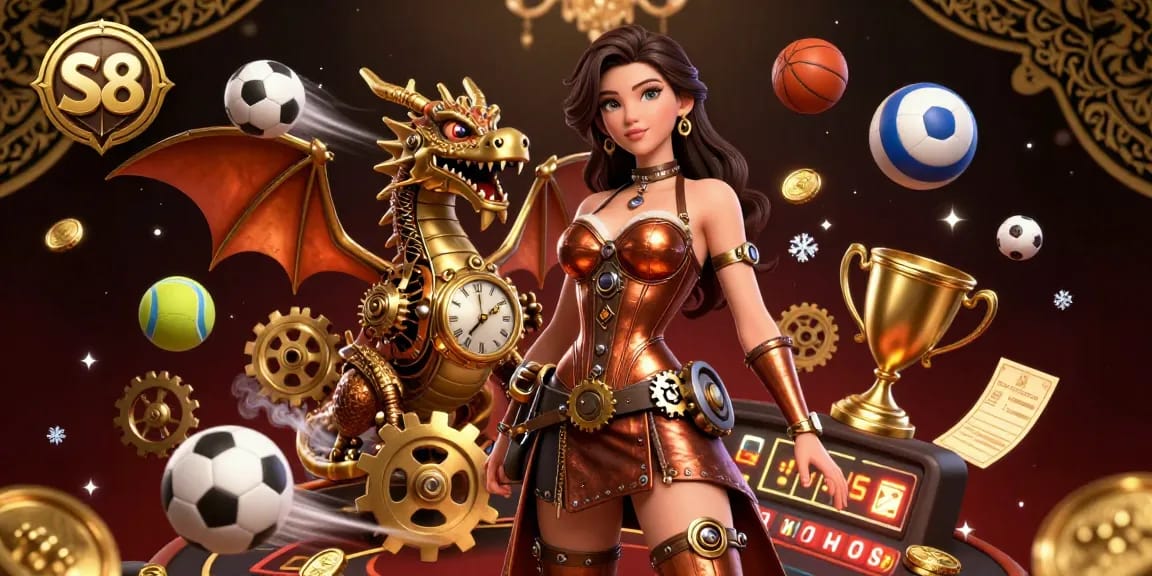 S8 members win exciting rewards in an ultra-detailed 3D gambling scene with dynamic gaming elements.