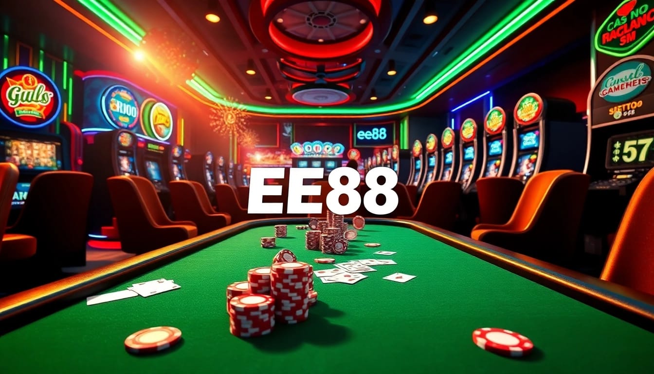 Experience the excitement of EE88 casino with vibrant poker tables and thrilling games.