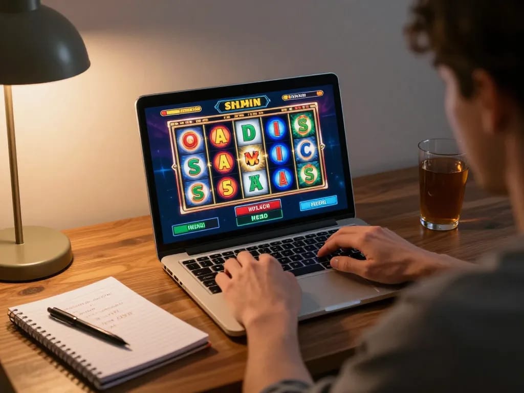 Engaging online slot 5k gameplay with home user focused on vibrant gaming screen