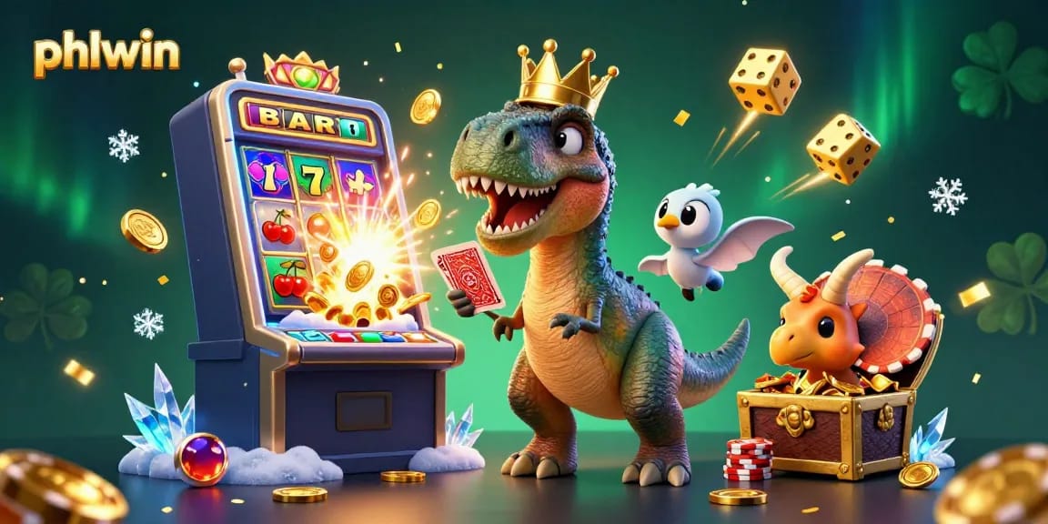Experience thrilling gaming at phlwin with vibrant characters, slot machines, and winning elements.