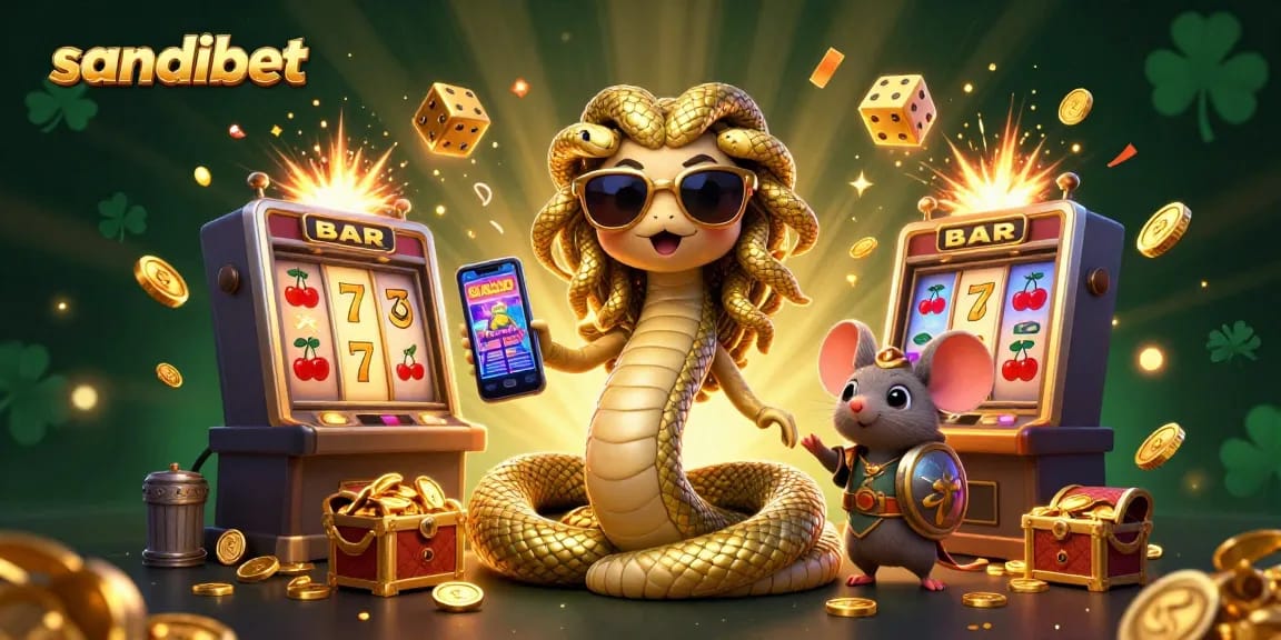 Rasakan kegembiraan sandibet dalam ilustrasi 3D bertema kasino yang berwarna-warni, dipenuhi dengan jackpot dan elemen permainan.