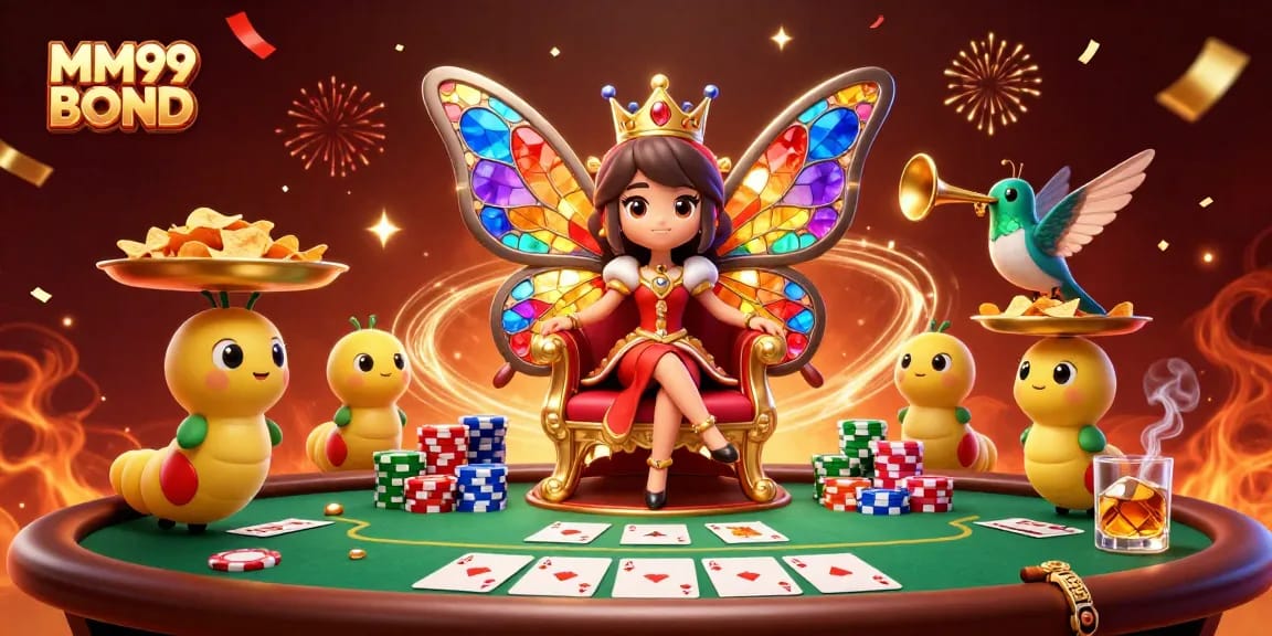 Experience exhilarating gameplay at MM99 BOND with colorful chips and casino elements.
