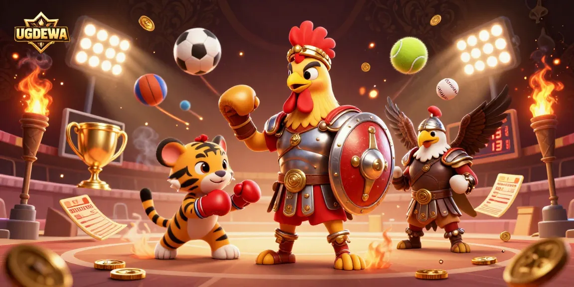 Engage in thrilling experiences with UGDEWA's vibrant gaming environment, showcasing gladiatorial excitement.