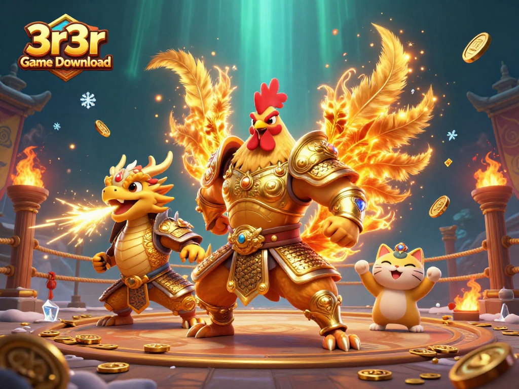 Play 3r3r Game Download for exciting rewards in a vibrant gaming scene featuring epic characters.