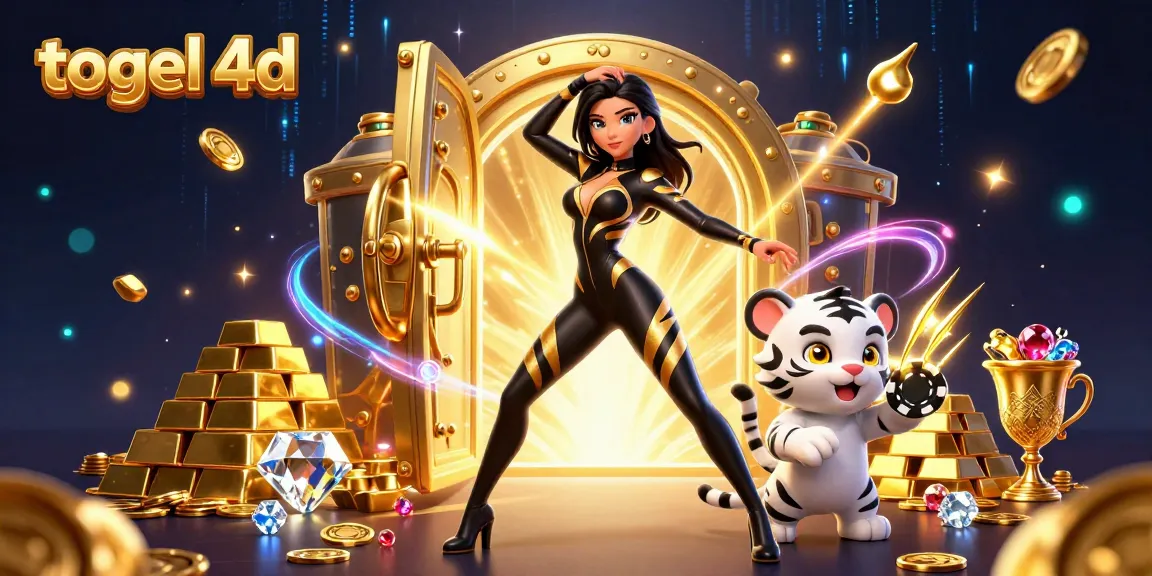 Experience thrilling gameplay with togel 4d as a woman in a striking black catsuit interacts with a playful white tiger.