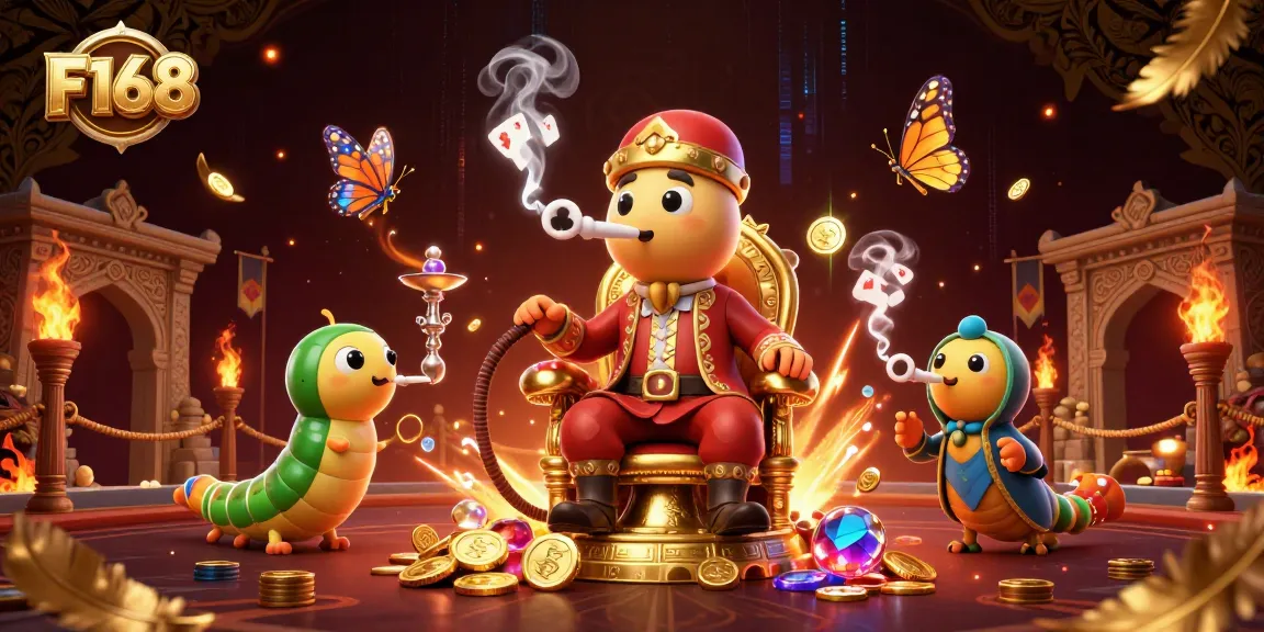 Experience the thrill of F168 gambling with a vibrant illustrated scene filled with exciting casino elements.