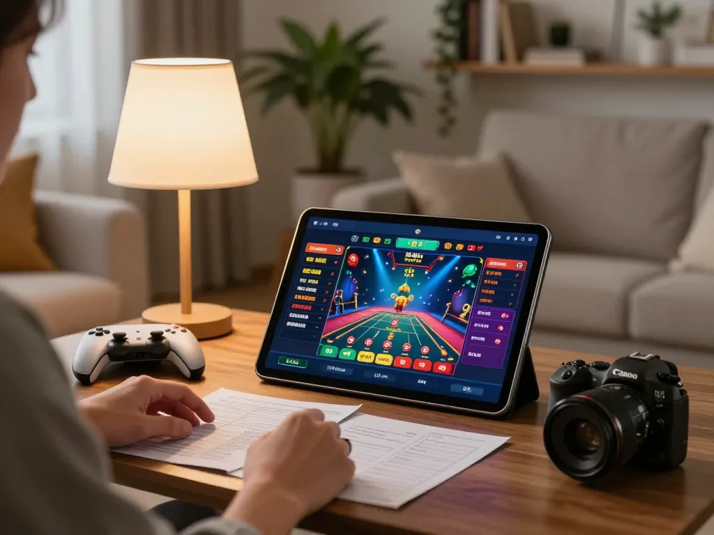 Engaging scene at https://www.c168marketing.com/ with person using a tablet for online casino gaming.