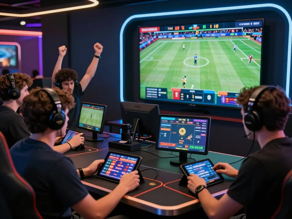 Engaged players at tg88 enjoying an immersive online gaming experience with modern tech and ambient lighting.