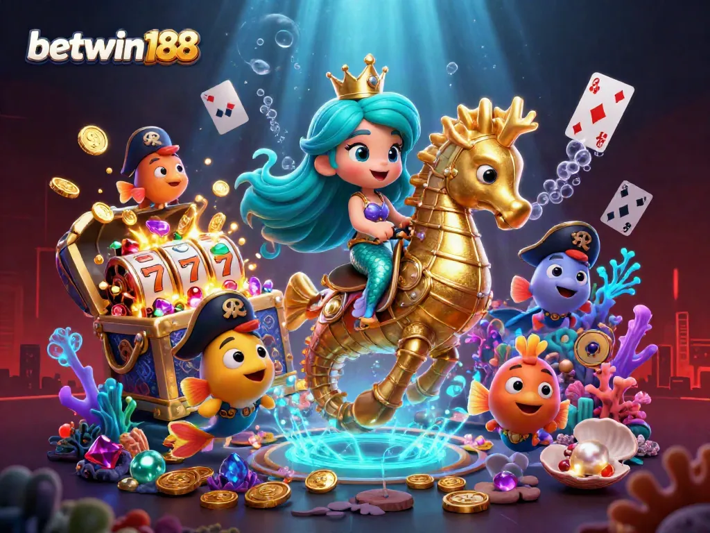 Experience the excitement of betwin188 with vibrant elements in this engaging casino-themed underwater scene.