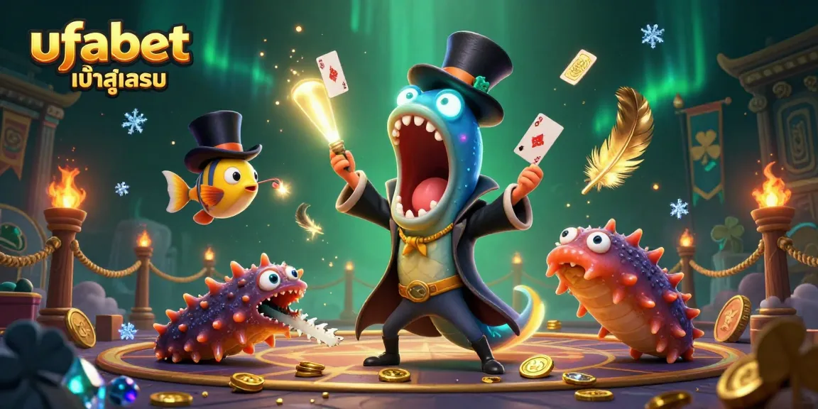 Engage in ufabet เข้าสู่ระบบ with thrilling card tricks and magical moments in this festive casino scene.