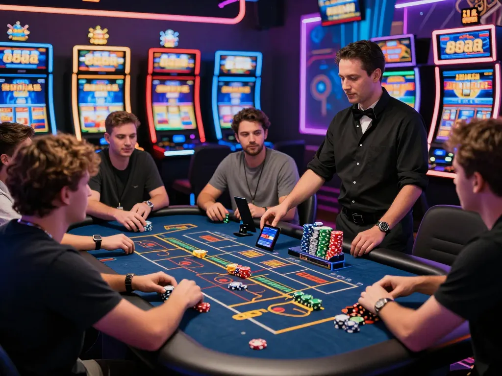Engaging online gambling scene showcasing diverse players and 88aa link interface.