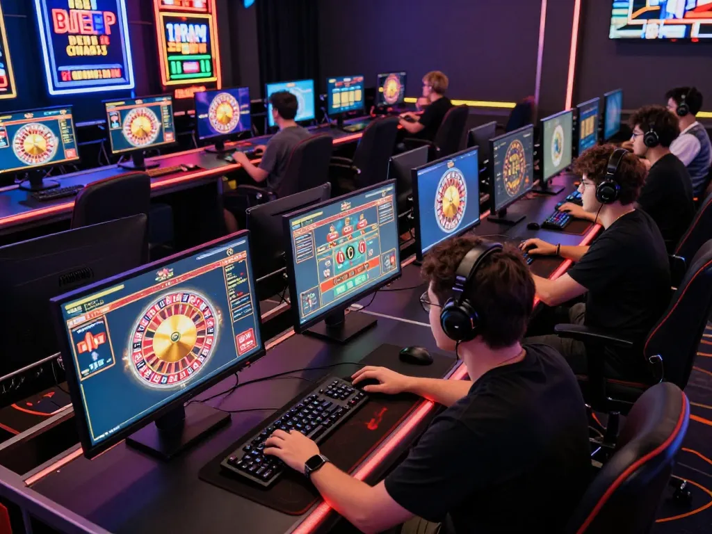 Professional player strategizing their bets in an online gaming setup on sc88e, showcasing intense focus and modern technology.