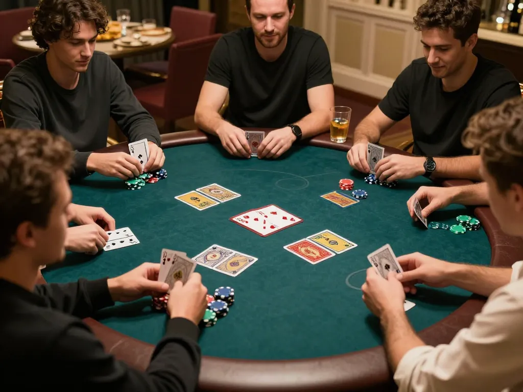 cf68 players enjoying a lively home poker game with chips and cards on the table
