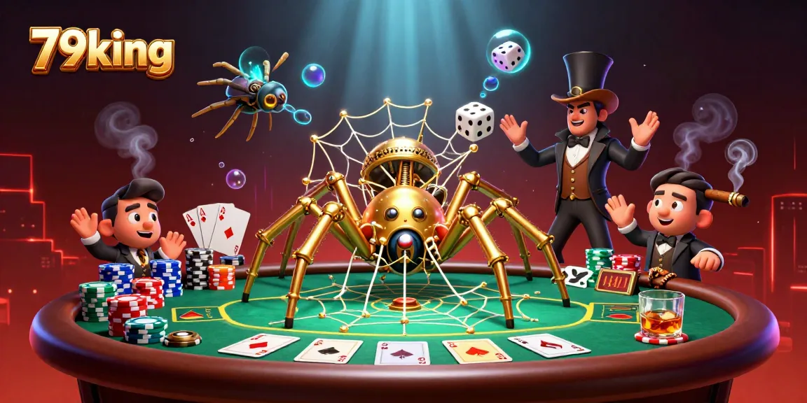 Catch the excitement at 79king with a lively casino scene featuring poker elements and dynamic characters.
