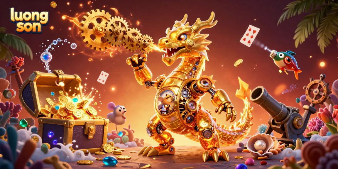 Experience luong son excitement with a golden dragon and treasure in this vibrant casino scene