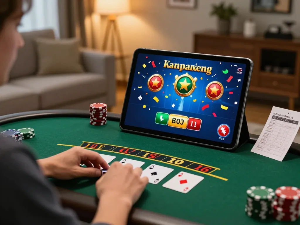 Player experiencing excitement at 88aa online casino, enjoying blackjack on a tablet.
