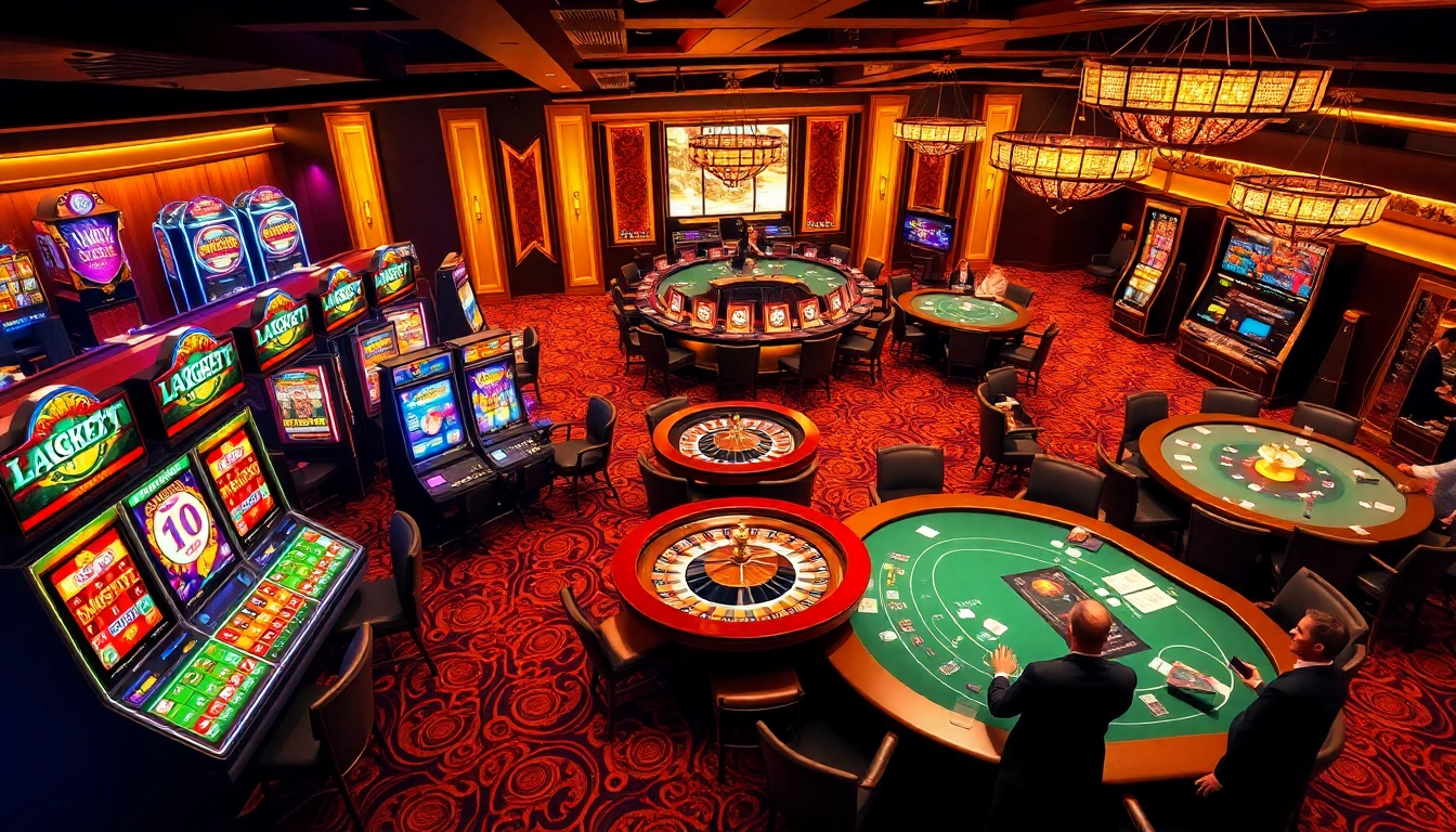 Feel the thrill at https://luckywin.fan/ with players enjoying games at luxurious casino tables.