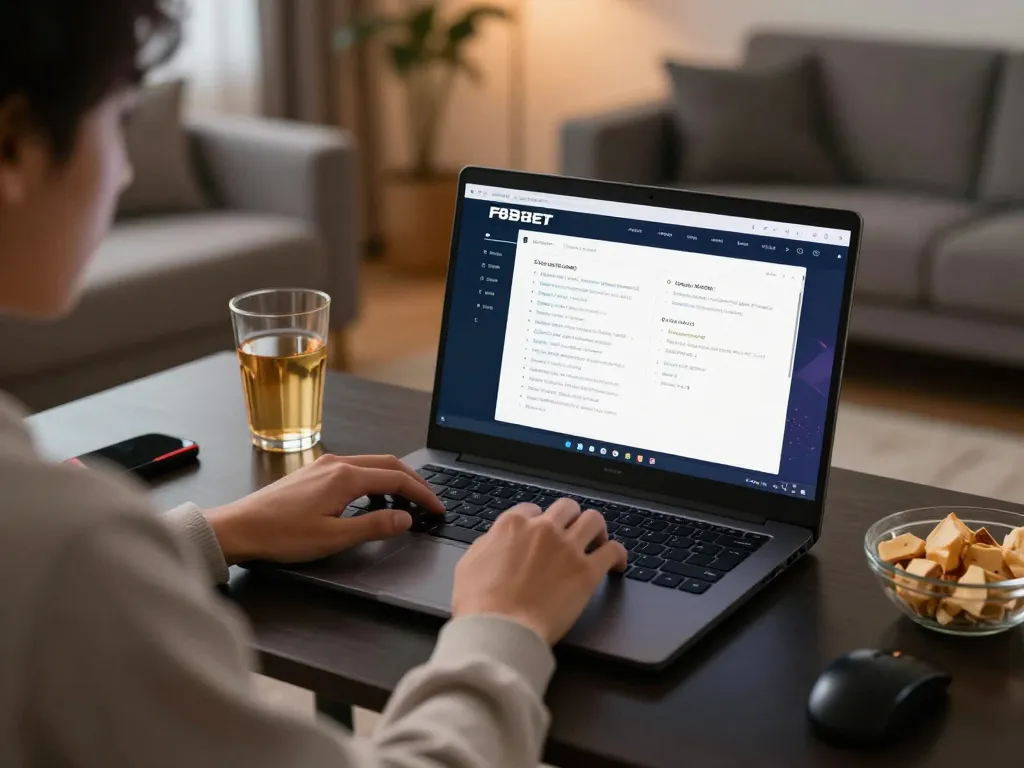 Engaging with F8BET through an online gaming setup, showcasing responsible play in a cozy atmosphere.