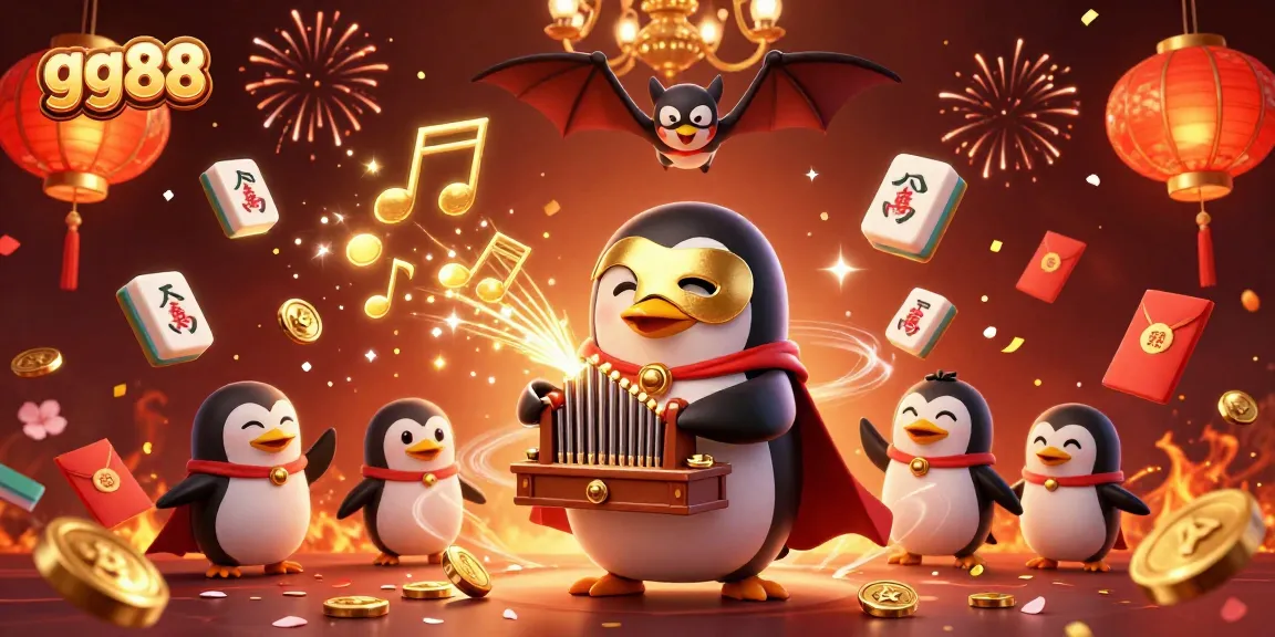 Experience excitement with gg88 as a penguin plays and wins in this vibrant casino scene.