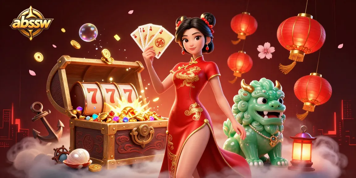 Play exciting casino games with abssw, featuring vibrant characters and dazzling treasures.