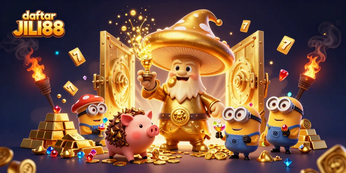 Experience the magic of daftar JILI88 with treasures and golden wins in a vibrant 3D scene.
