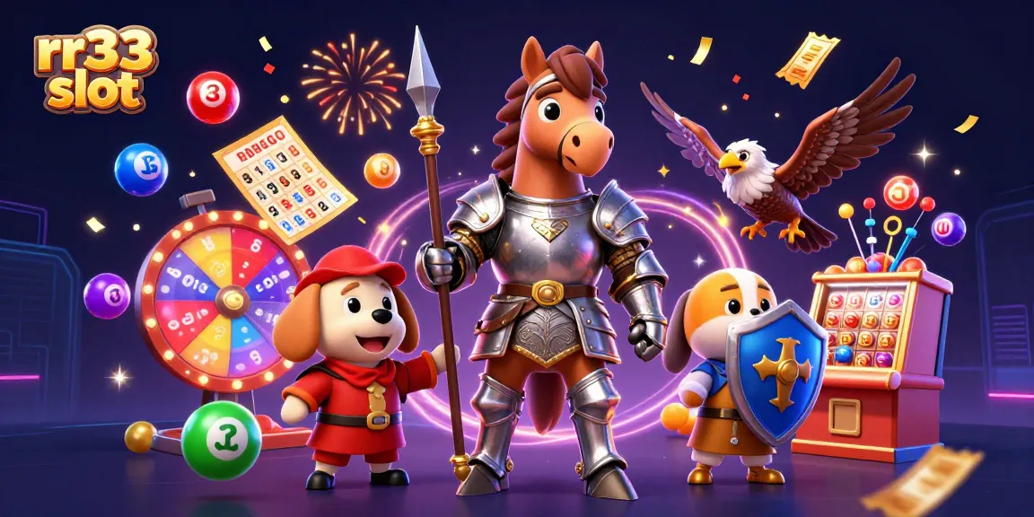 Engage with rr33 slot in a vibrant 3D scene showcasing dynamic lottery elements and medieval characters.