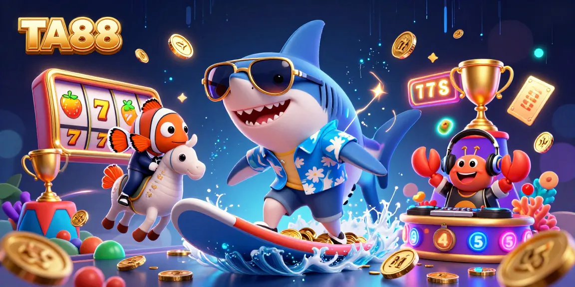 TA88 engages players with a vibrant 3D illustration showcasing thrilling slot gaming action and excitement.