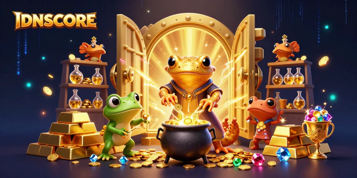 Experience IDNSCORE with dynamic gaming elements and enchanting visuals in a bustling casino scene.