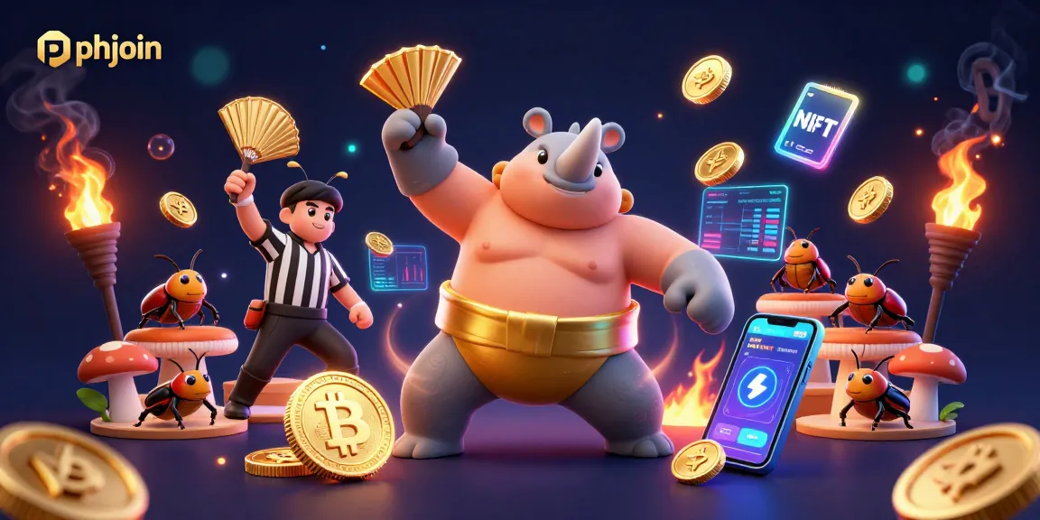 Experience thrilling wins at phjoin with a powerful rhinoceros beetle champion and crypto elements