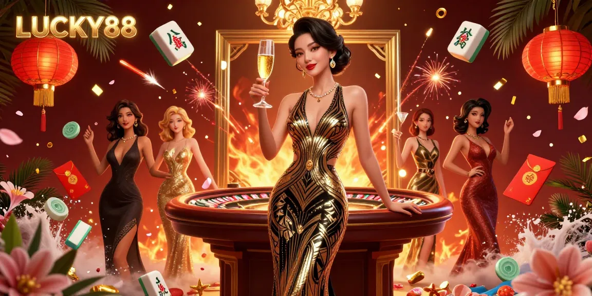 Engage with LUCKY88 while reveling in vibrant casino elements, capturing excitement and elegance.
