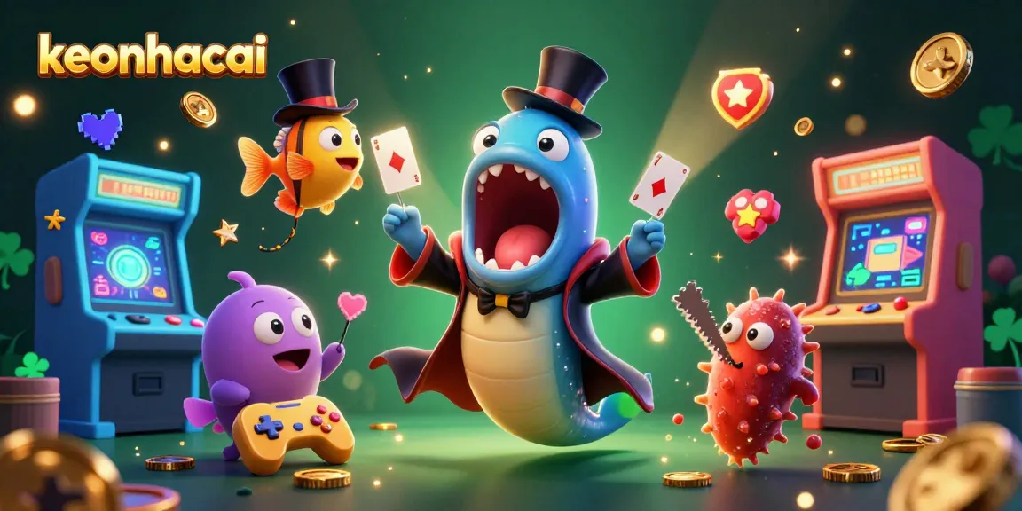 Experience the magic of keonhacai with vibrant underwater characters performing tricks in a casino-themed setting.