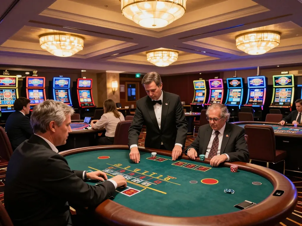 hb88 players intensely strategizing at blackjack tables in a luxury casino setting