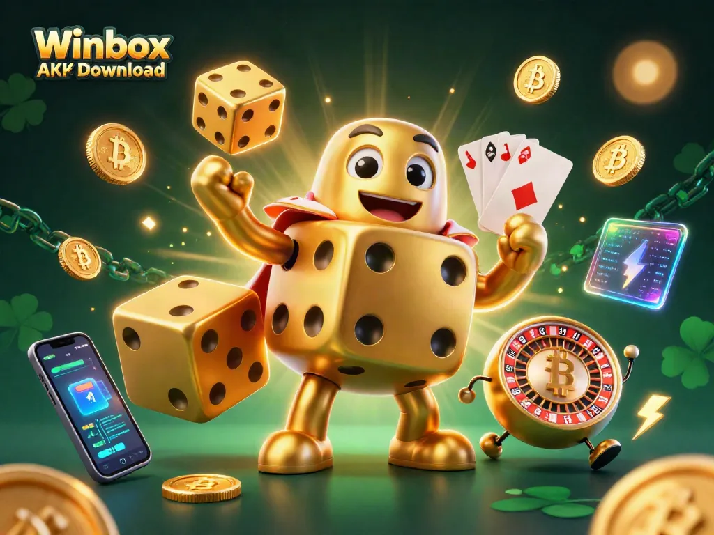 Engage with Winbox APK Download through this vibrant 3D casino gaming illustration.