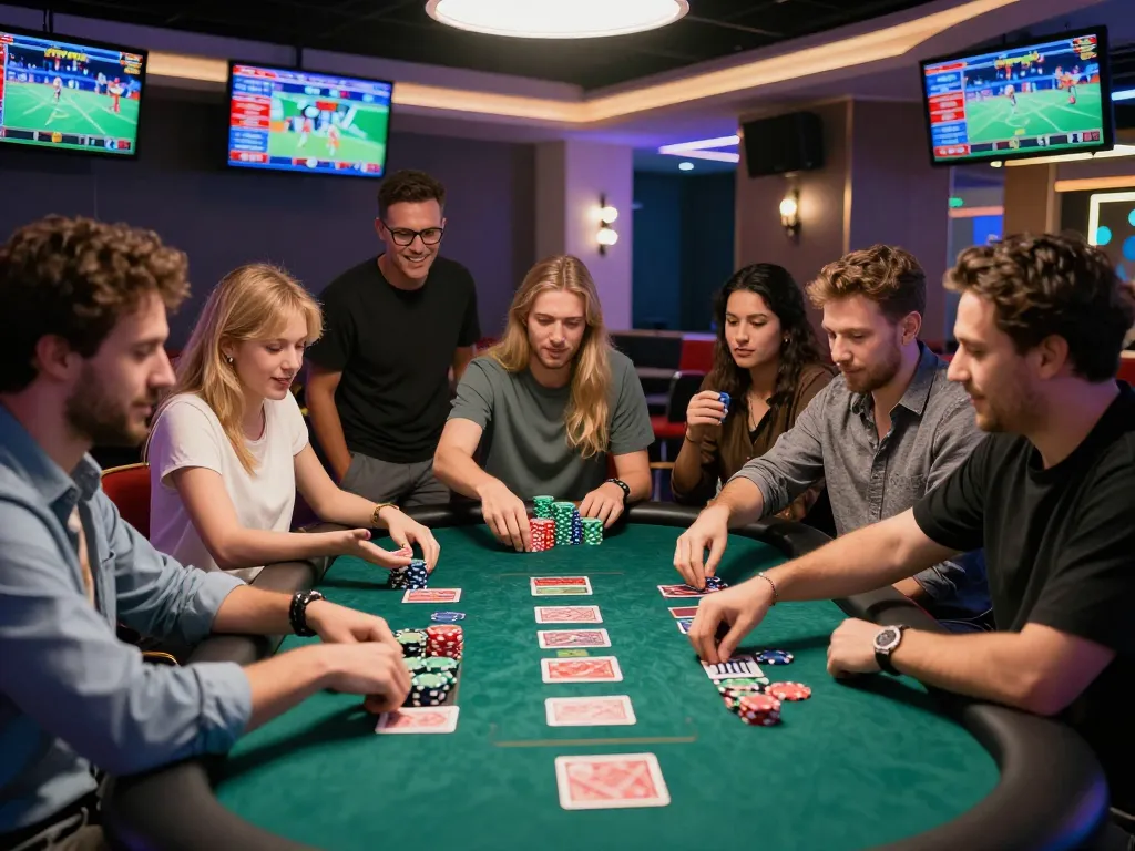 SBOBET betting excitement at a casino table with friends
