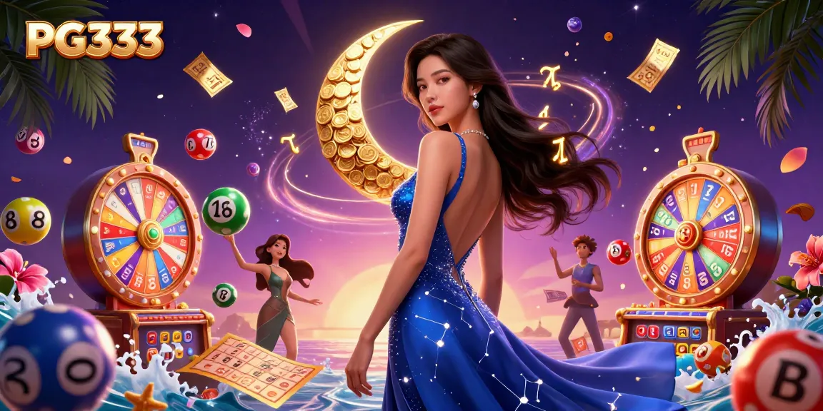 Experience PG333 entertainment in a vibrant casino scene with dynamic lottery elements.