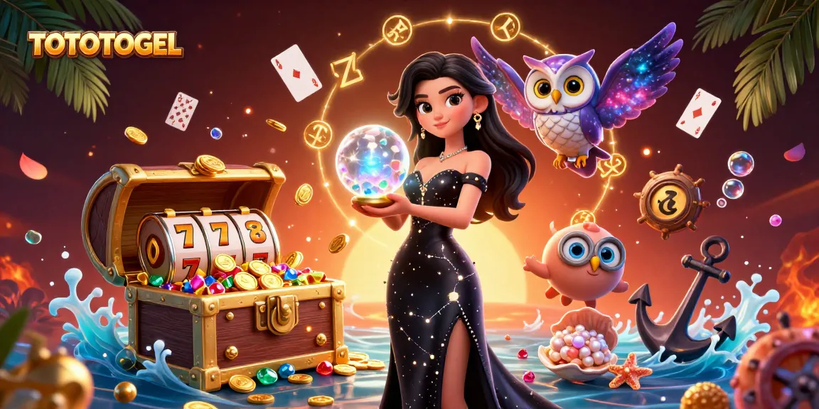 Play exciting lottery games and win with TOTOTOGEL featuring dazzling characters and vibrant casino elements.