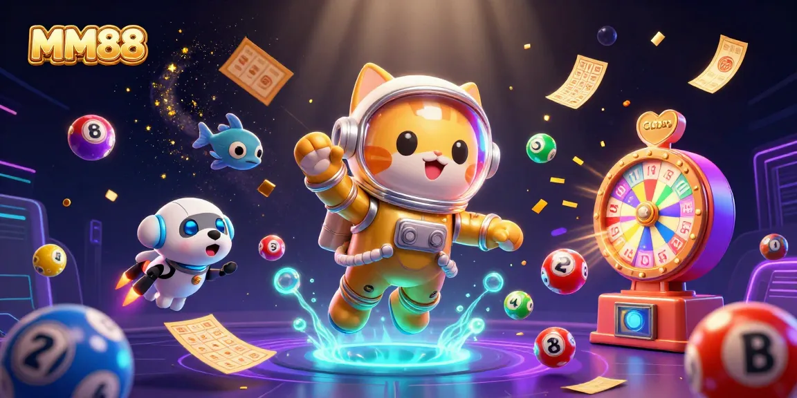Engage in thrilling MM88 gambling with vibrant visuals of an astronaut cat and alien creatures.