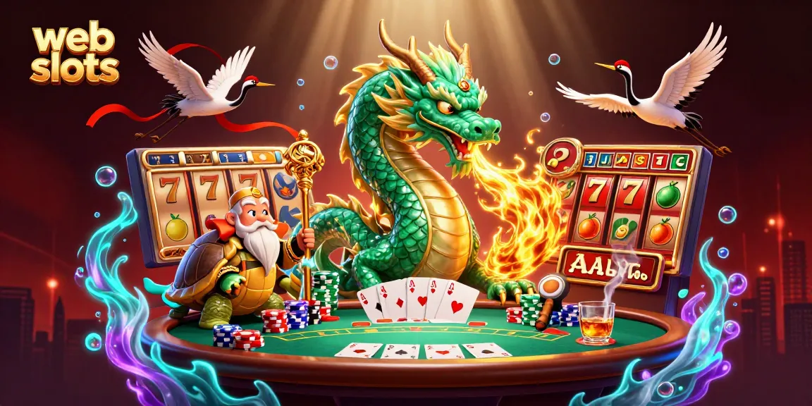 Spin the reels in web slots featuring a jade dragon, lucky cranes, and vibrant casino elements.