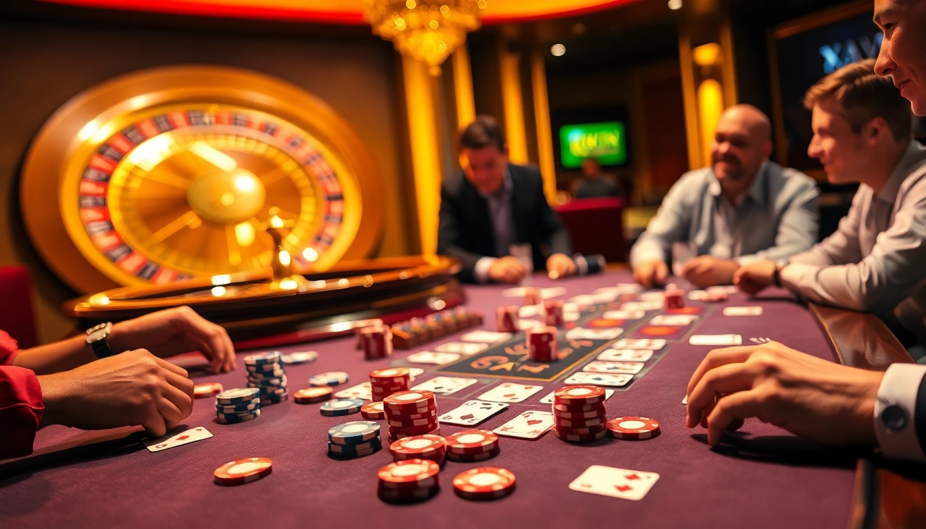 KKWIN gaming table with poker chips and cards, showcasing an exciting casino atmosphere.