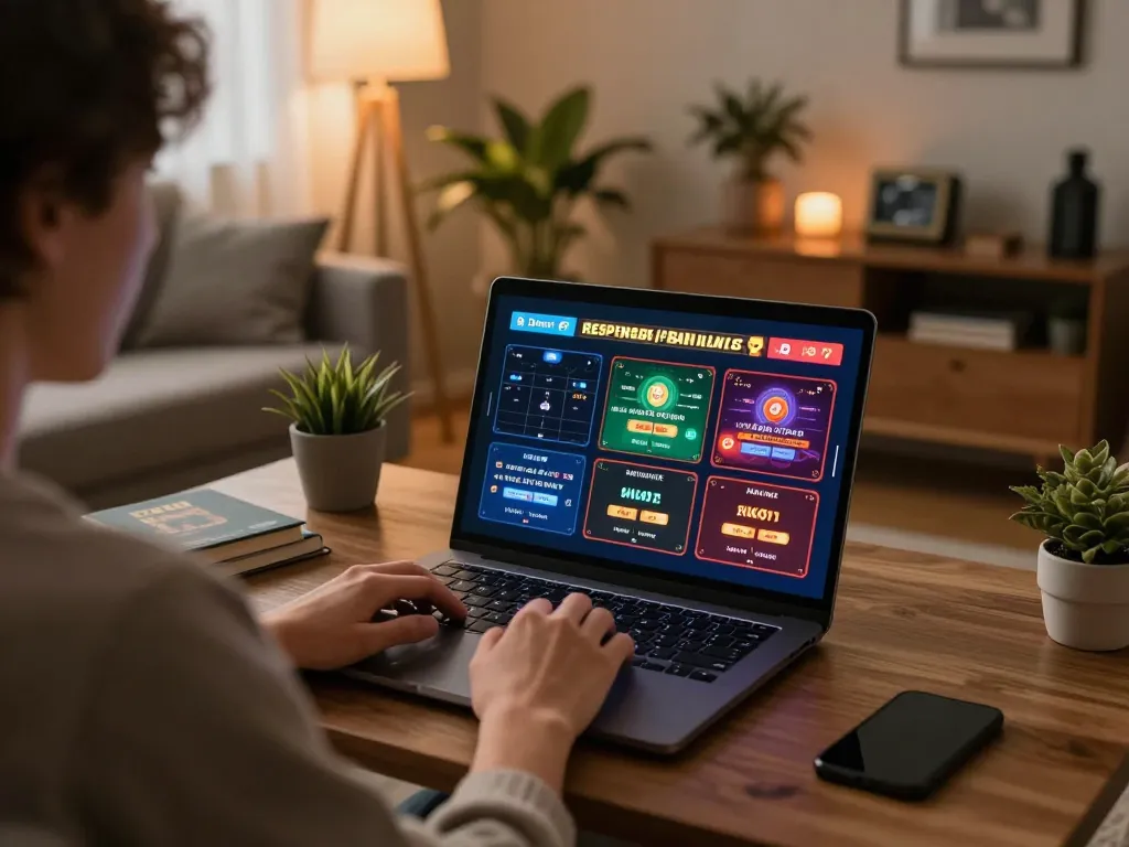 MPOID online gaming setup showcasing a player enjoying a secure casino experience from home