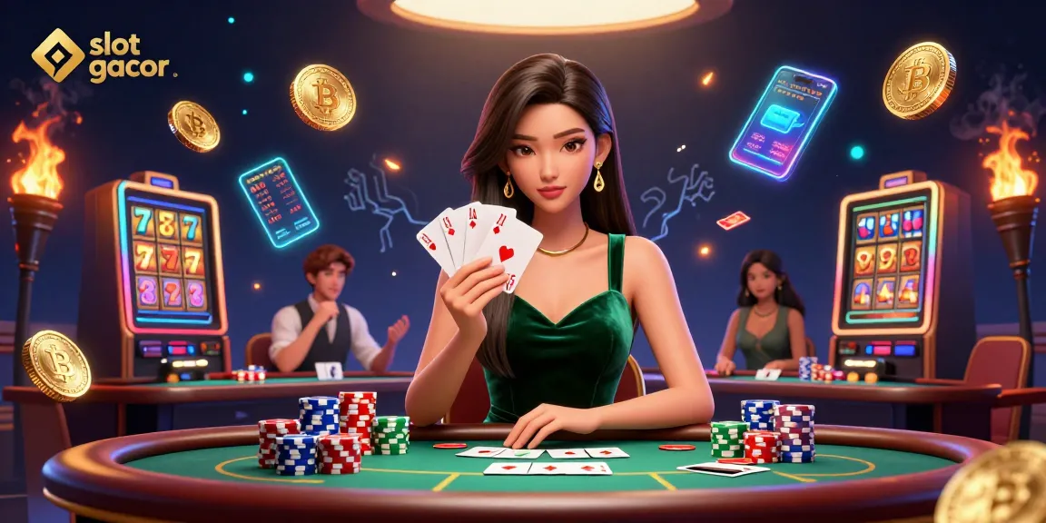 Rasakan permainan berisiko tinggi dengan strategi slot gacor dan elemen kasino yang hidup dalam adegan menarik ini.