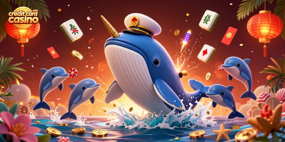 Experience the excitement of credit card casino gameplay, featuring whales, narwhals, and dolphins in a vibrant environment.