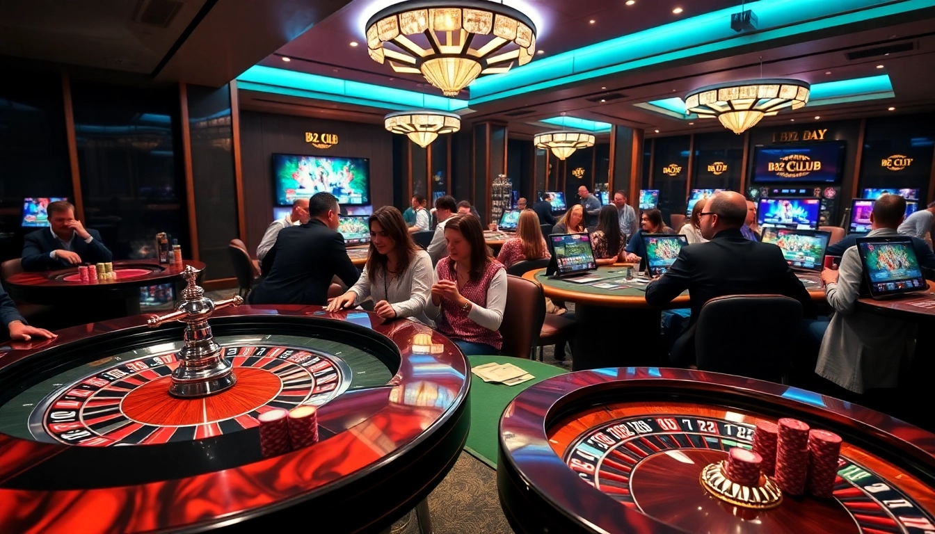 B52 CLUB players enjoying an exciting game night at a luxurious casino table.
