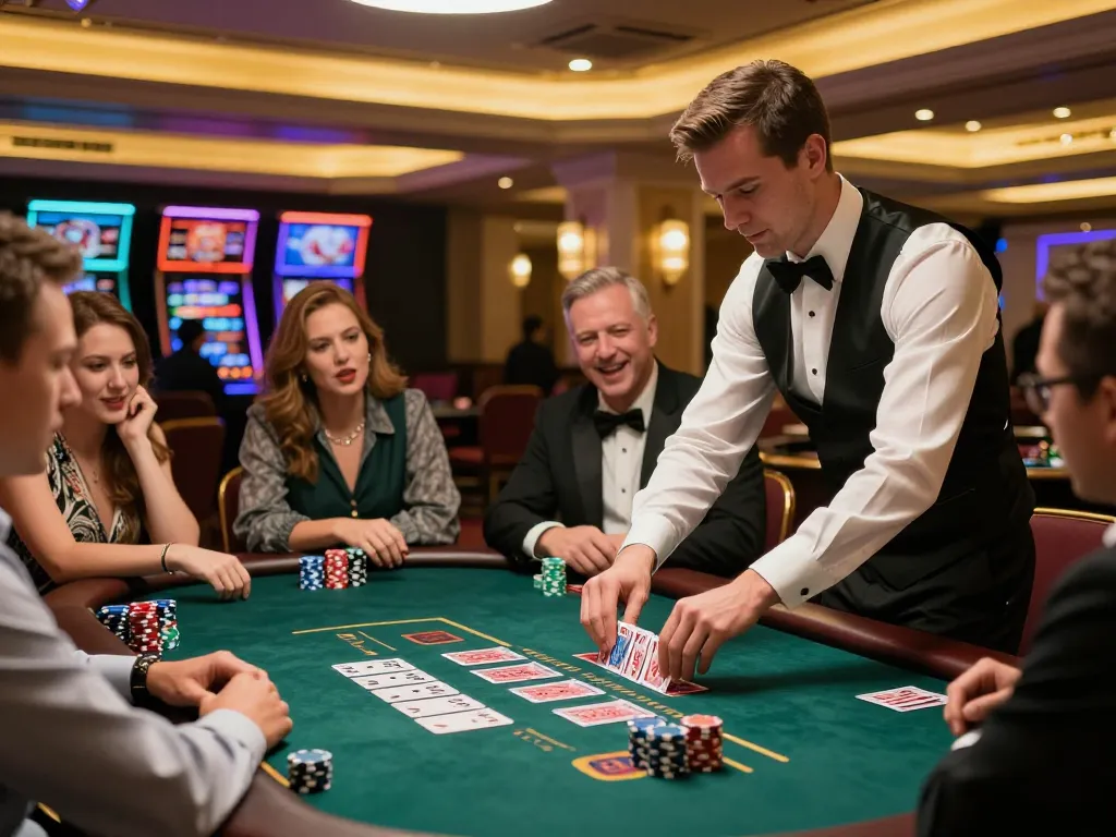 Experience dash88 excitement at an active blackjack table with players eagerly engaged.