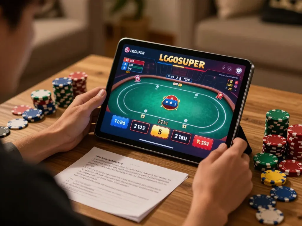 Engaging online gaming with LGOSUPER as players strategize and bet responsibly at home.