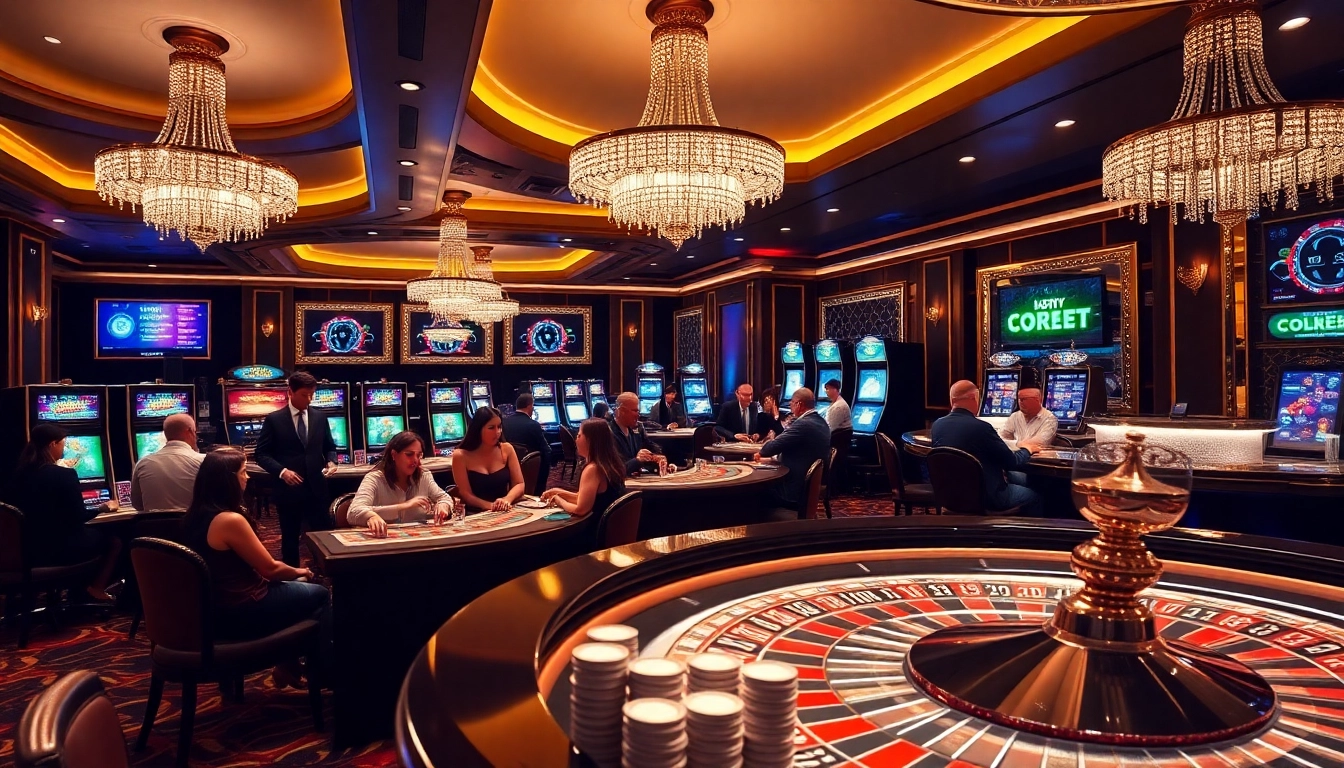 Experience high-stakes gaming at thabet's luxurious casino, showcasing roulette tables and poker excitement.